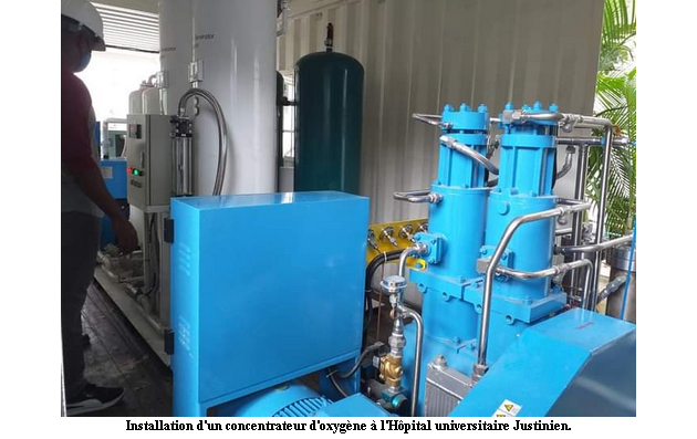 Cap-Haitien: installation d'un concentrateur d'oxygène à l'Hôpital universitaire Justinien